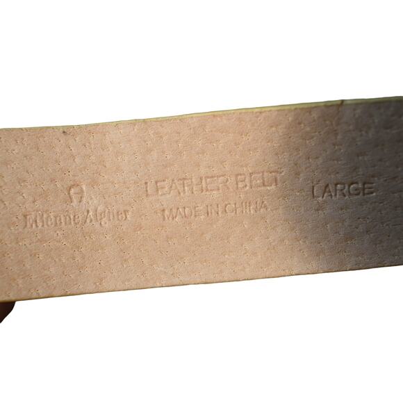 Vintage 80s Etienne Aigner Leather Faux Snakeskin Horseshoe Insignia Buckle Belt - Picture 7 of 7